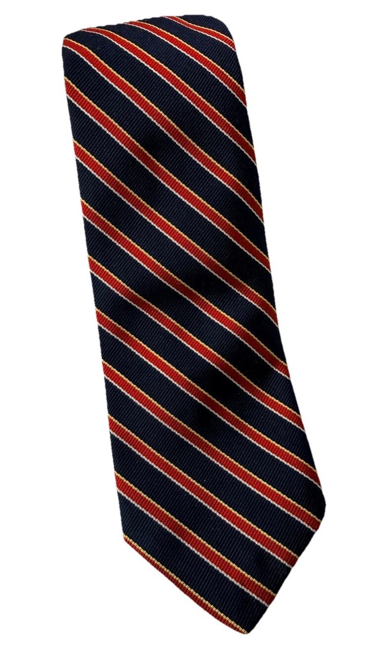 Vintage Lord & Taylor Tie Stripes Blue w/ Red Orange White Stripes Preppy Ivy